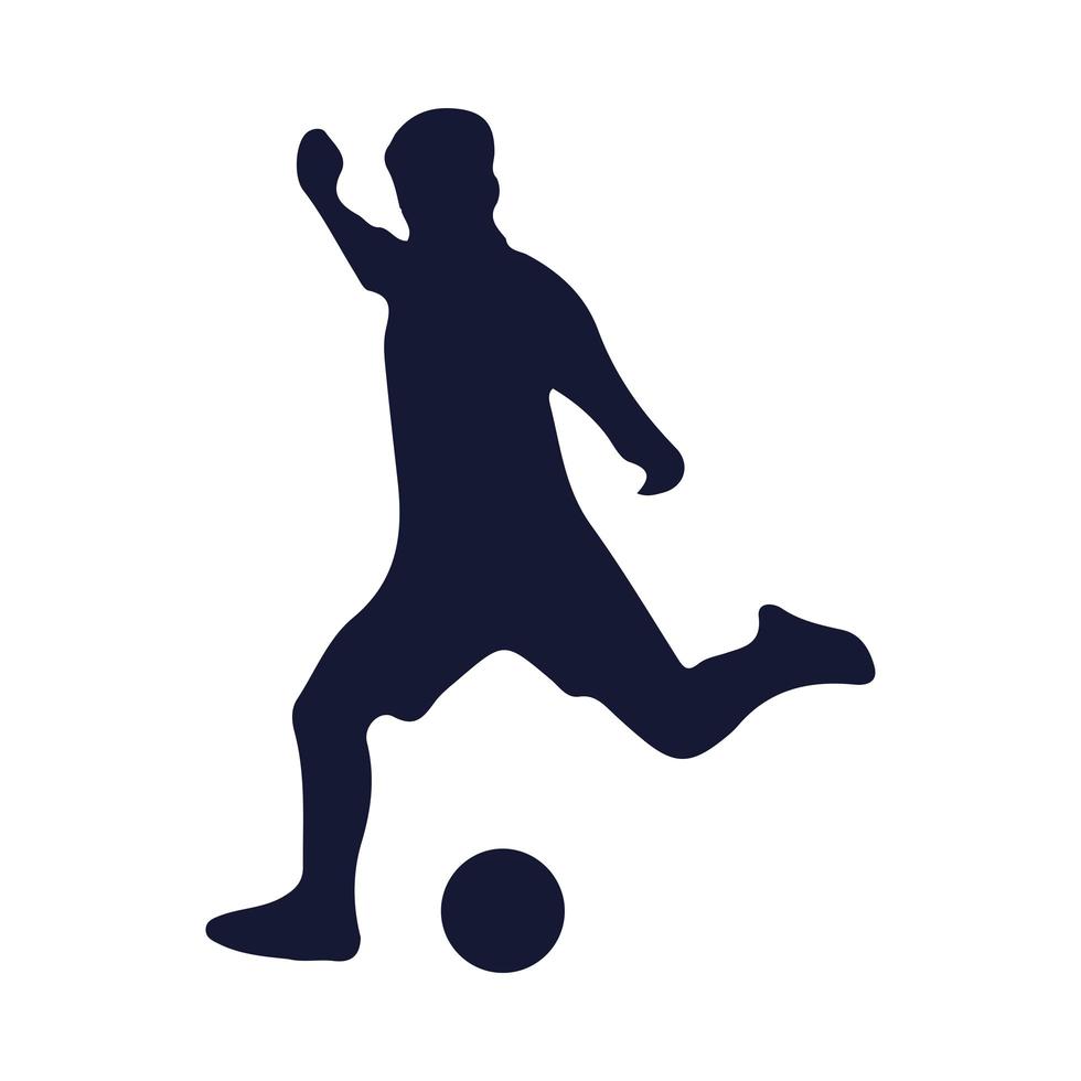Silhouette eines Fußballspielers mit Ballon vektor