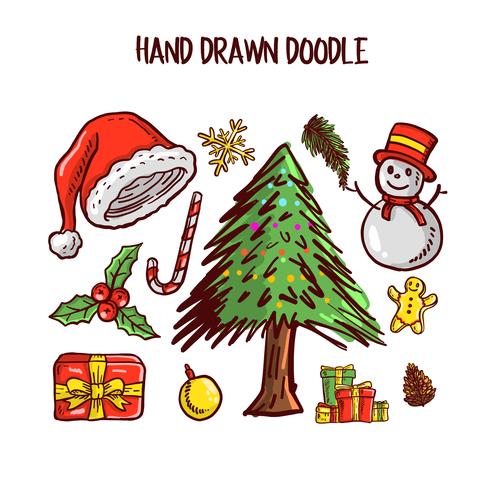 Jul Doodle Art Set. Vektor illustration