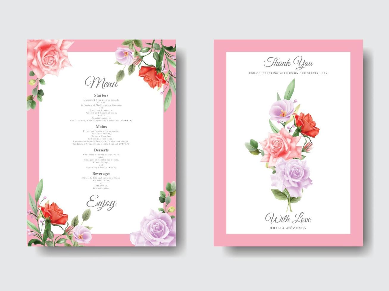 romantisk blommig bröllop inbjudningskort vektor