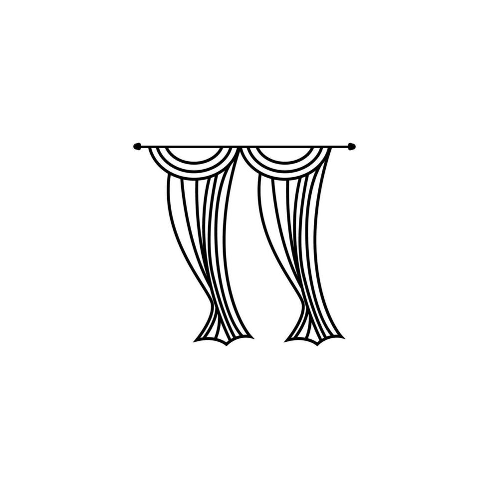 haus- und ausstellungsvorhang-logodesign, gebäudedekorationsvektorillustration vektor