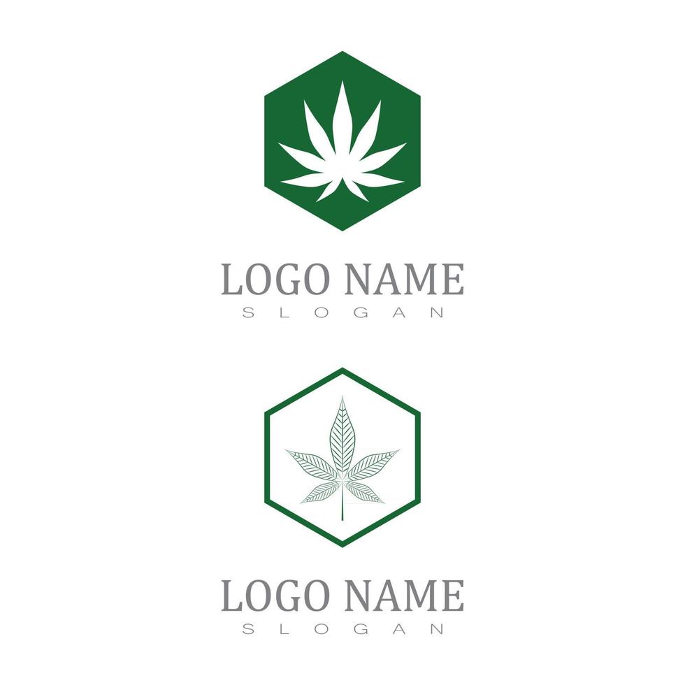 Cannabis Marihuana Hanftopf Blatt Silhouetten Logo Vektor