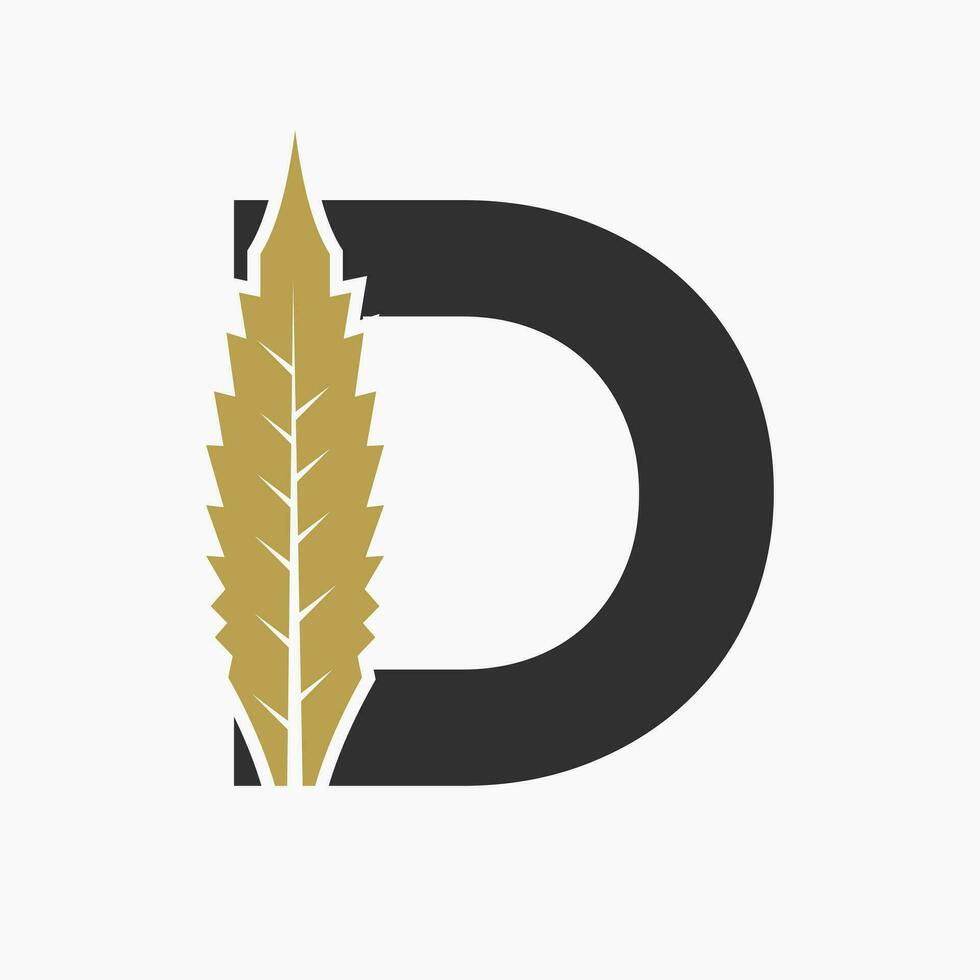 Brief d Cannabis Logo Konzept mit Marihuana Blatt Symbol vektor