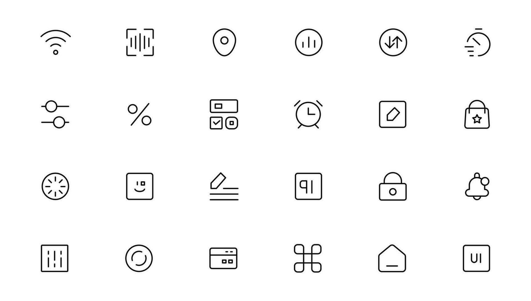 Pixel perfekt. Basic Benutzer Schnittstelle wesentlich Satz. Linie Gliederung Symbole. zum Anwendung, Netz, drucken. editierbar Schlaganfall. Pixel Schlaganfall breit mit runden Deckel und runden Ecke vektor