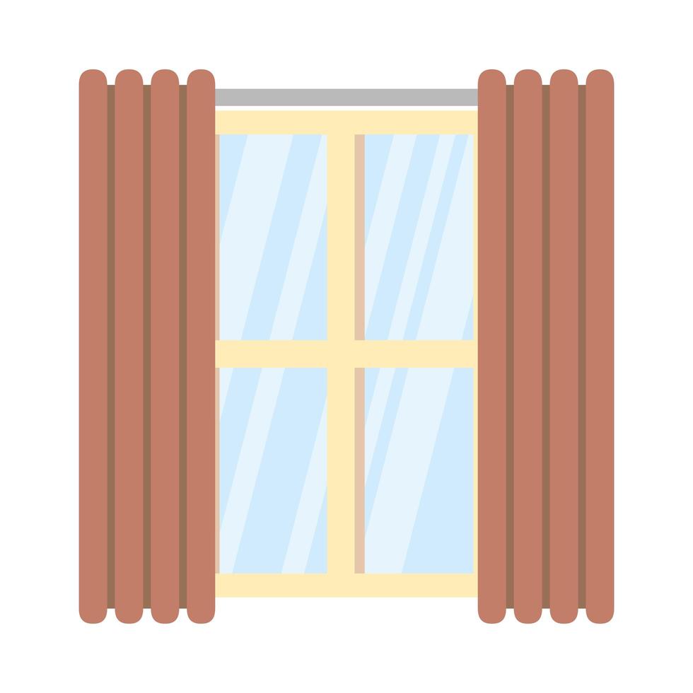 isolerat fönster med gardiner vektordesign vektor