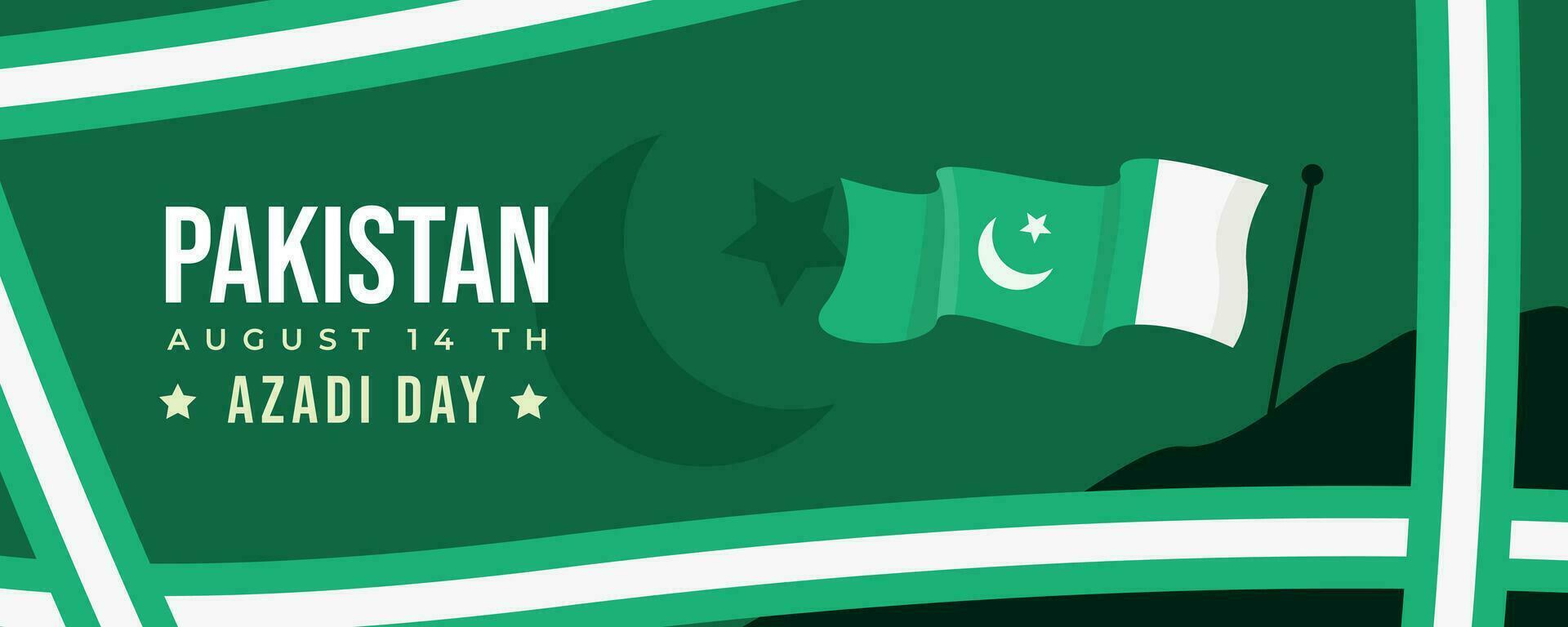 fri 14 augusti pakistan oberoende dag vektor baner med pakistan flagga och grön ramar och band