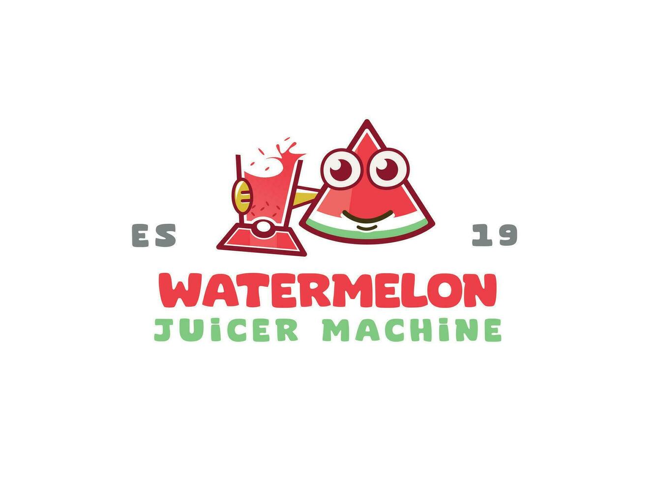 Wassermelone süß Maskottchen - - süß Wassermelone Maskottchen Charakter halten ein Entsafter Maschine - - Wassermelone Maskottchen Logo -Saft Logo vektor