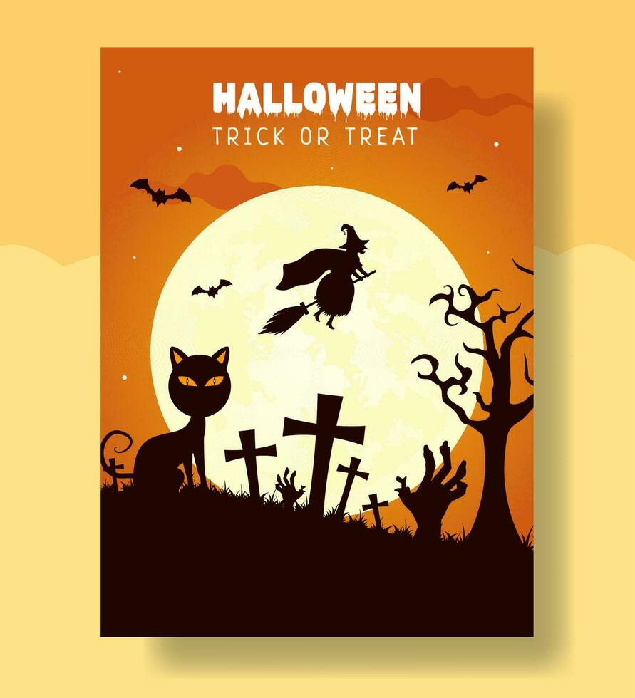 glücklich Halloween Tag Vertikale Poster eben Karikatur Hand gezeichnet Vorlagen Hintergrund Illustration vektor