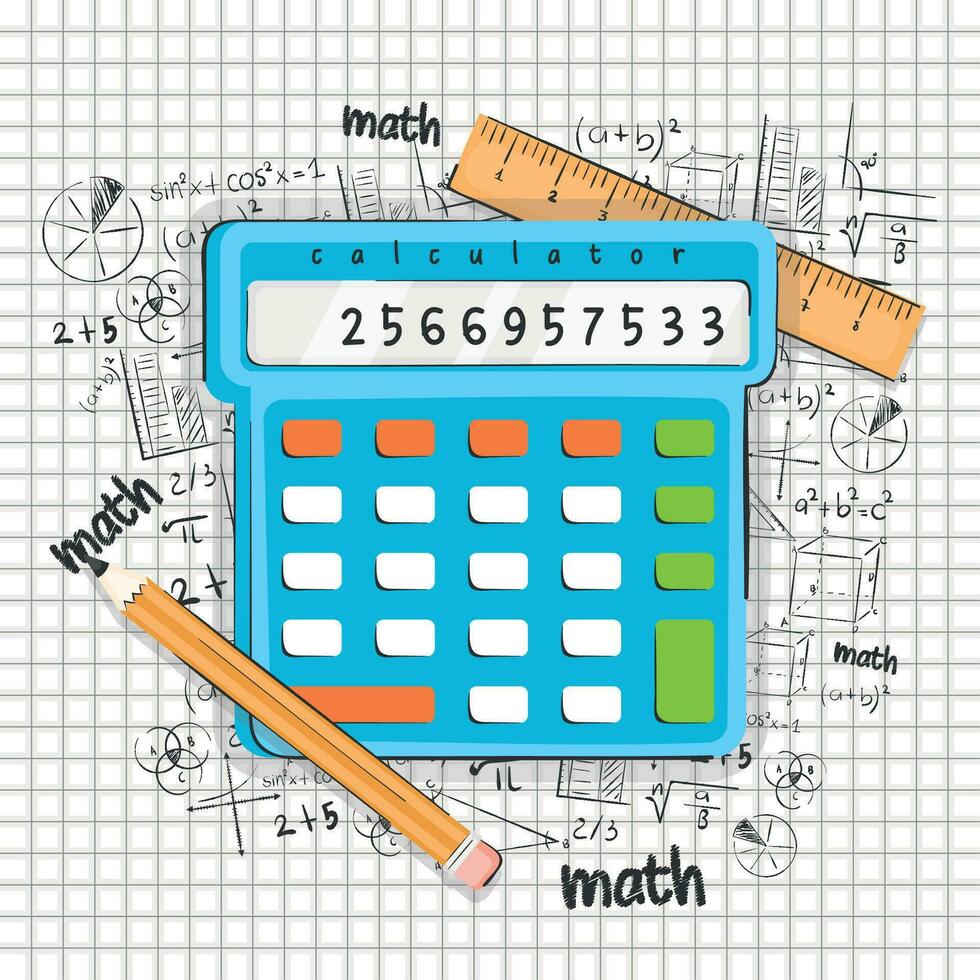 isoliert Taschenrechner mit mathematisch Formeln Mathematik Klasse Konzept Vektor