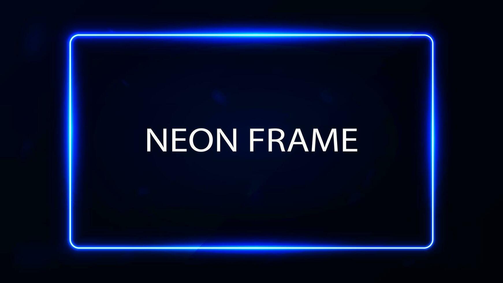 hell glühend Blau Neon- Rahmen auf dunkel Hintergrund. vektor