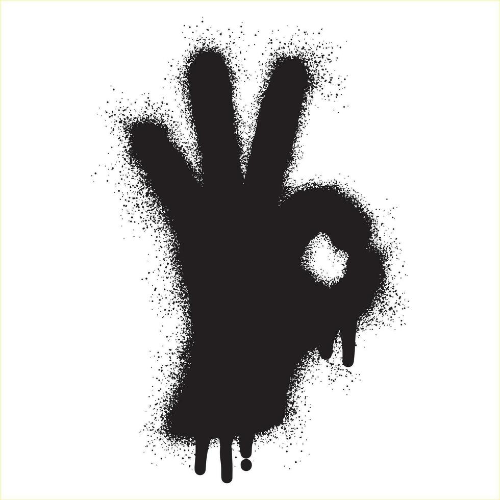 in Ordnung Hand Symbol Graffiti mit schwarz sprühen Farbe vektor