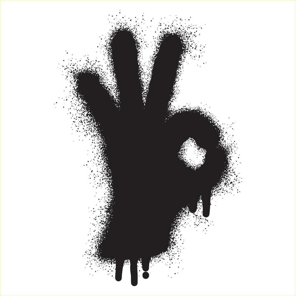 ok hand ikon graffiti med svart spray måla vektor