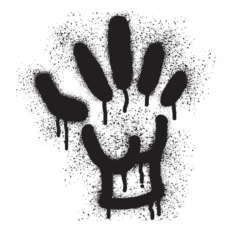Hand halt Symbol Schablone Graffiti mit schwarz sprühen Farbe vektor