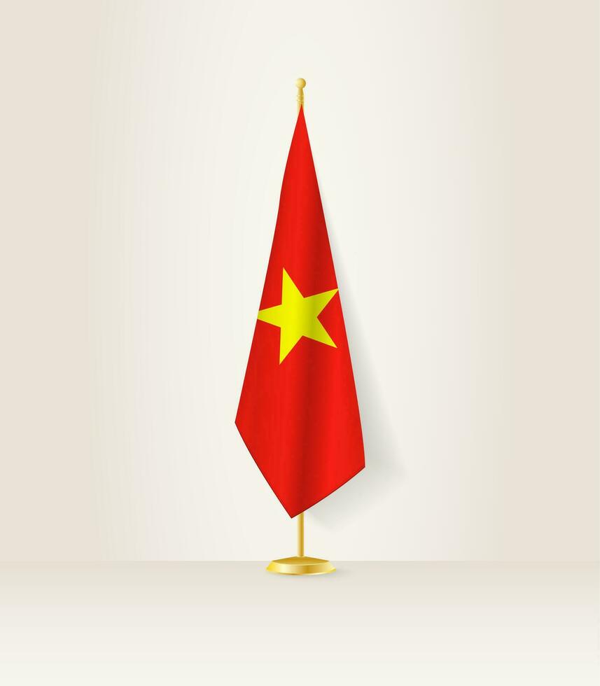 Vietnam Flagge auf ein Flagge Stand. vektor