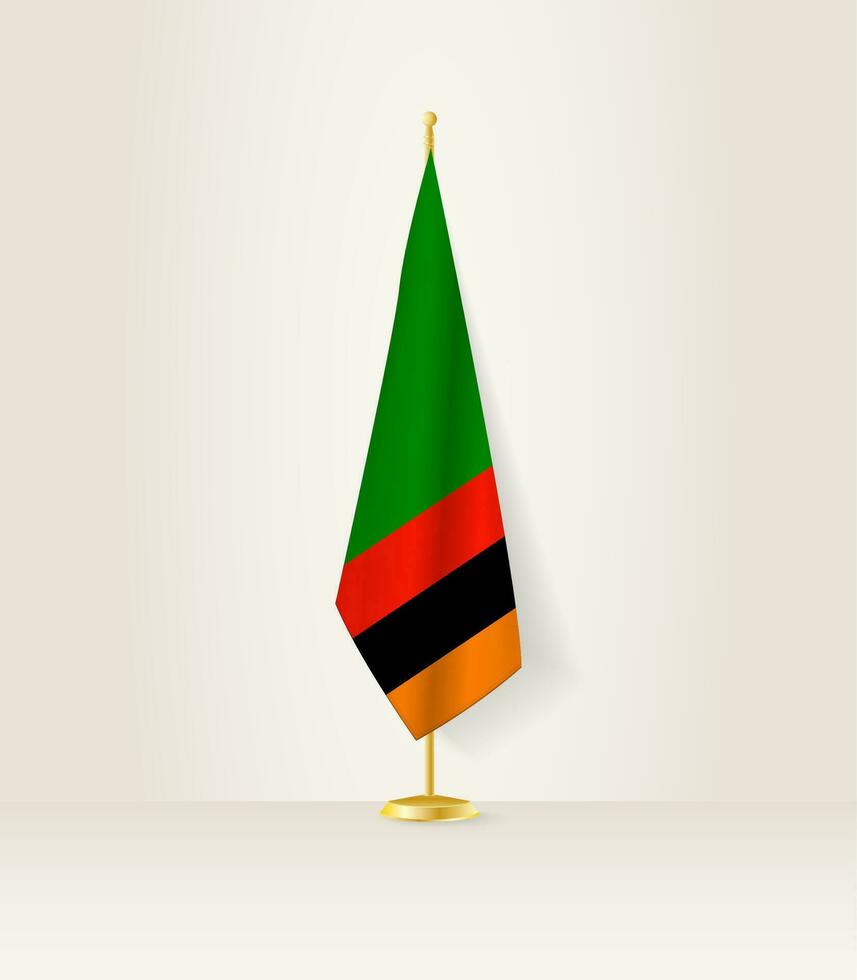 zambia flagga på en flagga stå. vektor