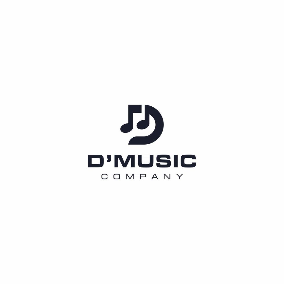 D-Brief mit Musiksymbol-Logo-Design-Vorlage vektor