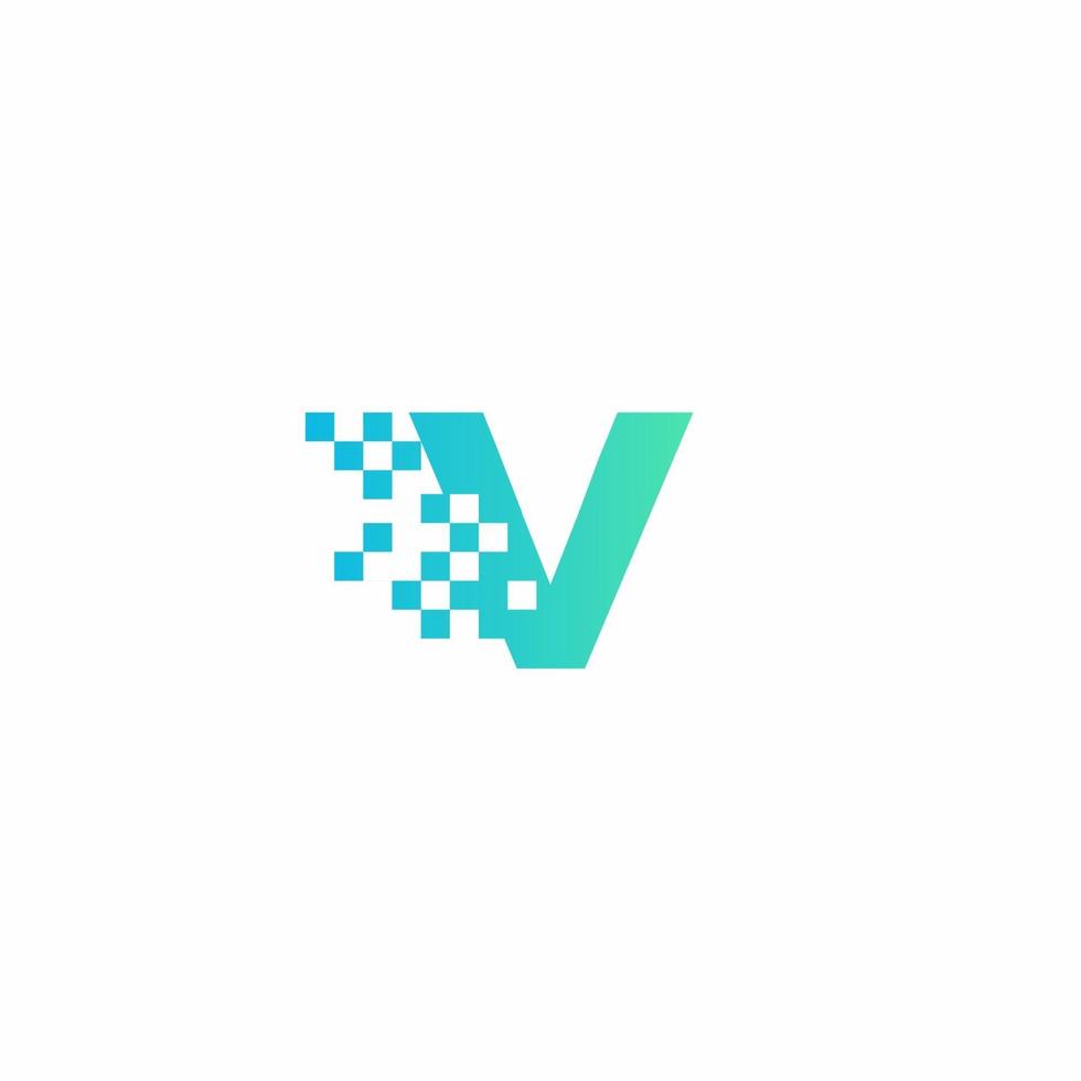 v brief pixel logo design moderne vorlage vektor