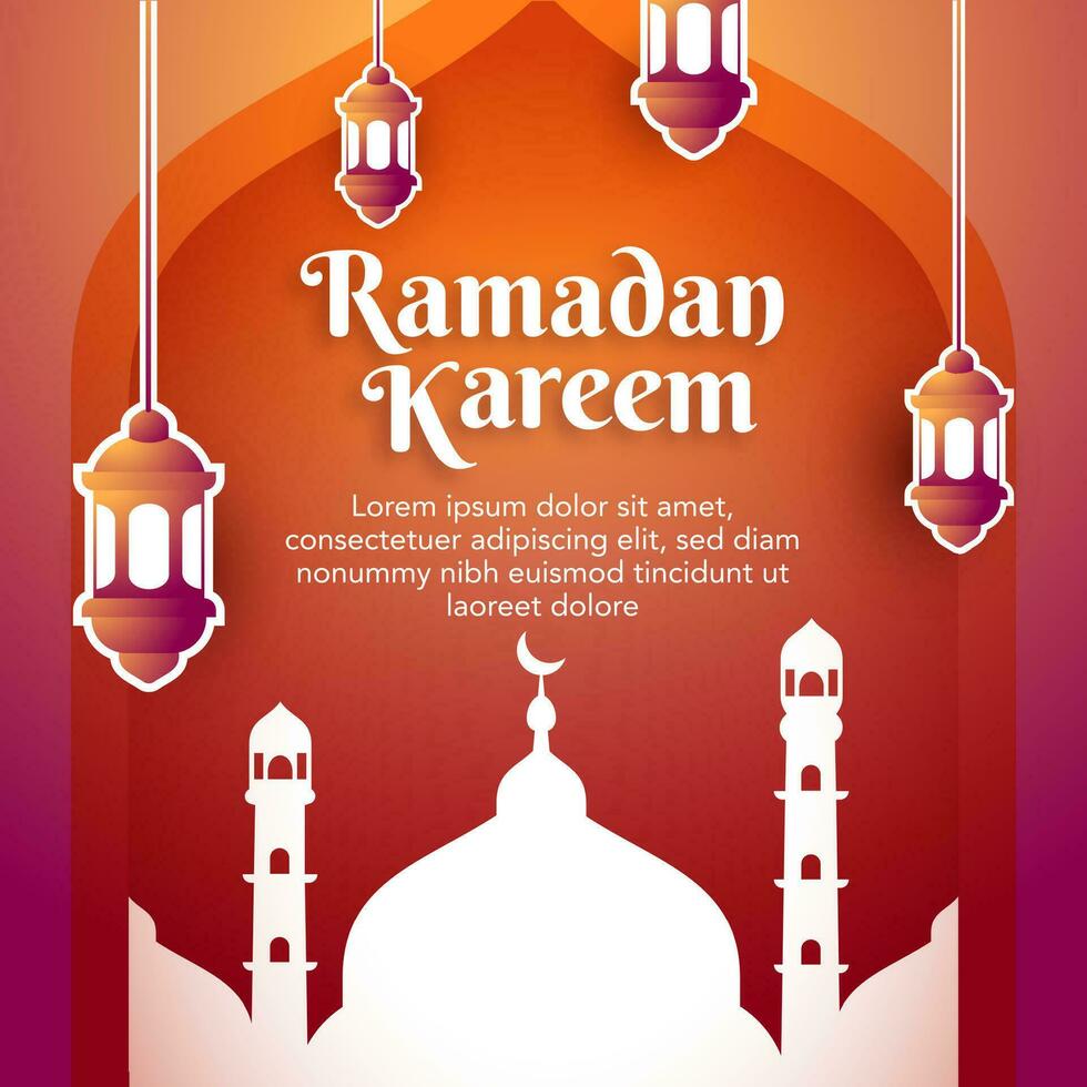 Sozial Medien Vorlage Design Ramadan kareem mit Mond und Moschee Ornament vektor