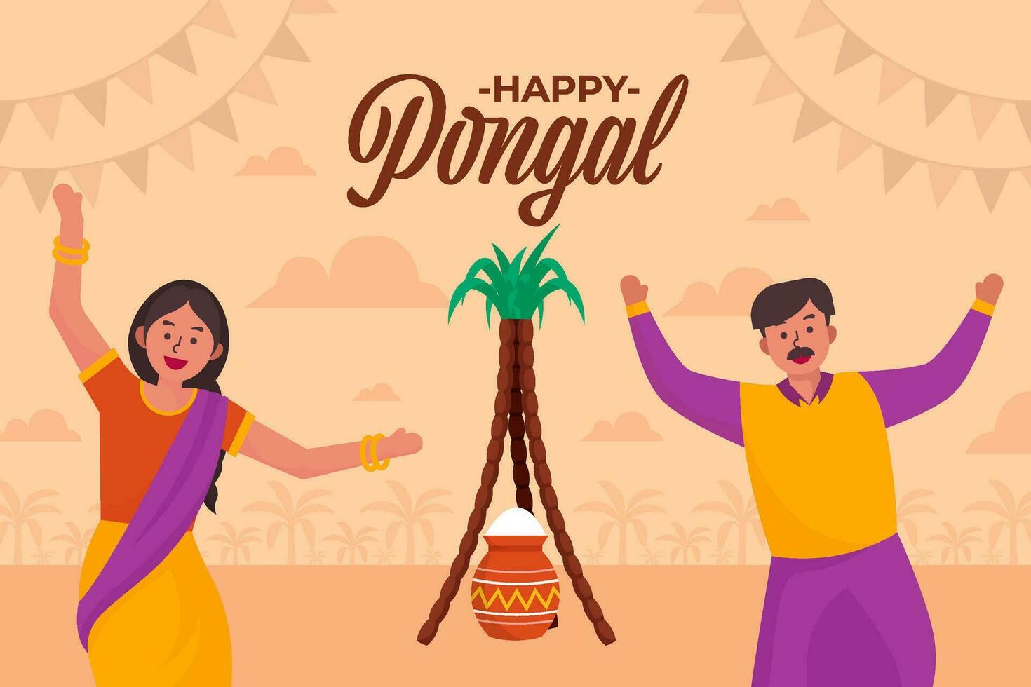 Banner Menschen feiern pongal Festival vektor