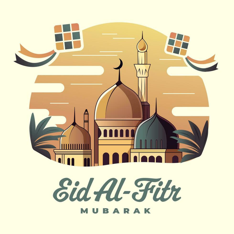 hari raya idul Fitri eller eid mubarak illustration vektor
