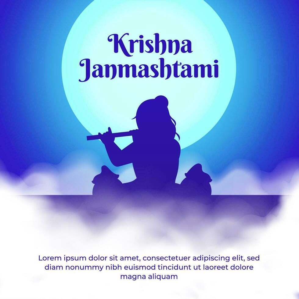Lycklig krishna Janmashtami hindu festival firande för social media posta vektor