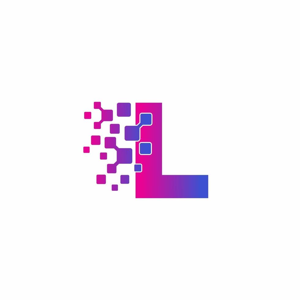 l Anfangsbuchstabe digitaler Pixel-Tech-Logo-Vektor vektor