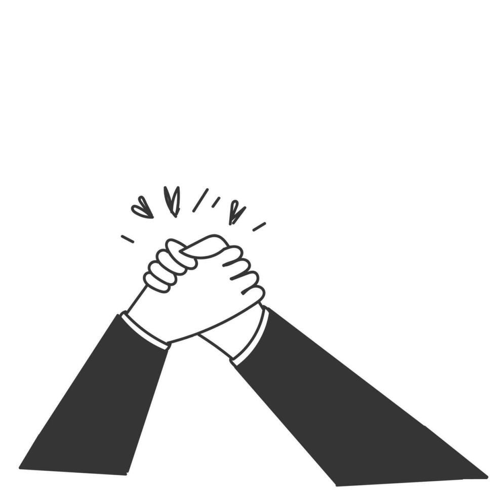 hand dragen klotter själ bror handslag ikon illustration tecknad serie vektor
