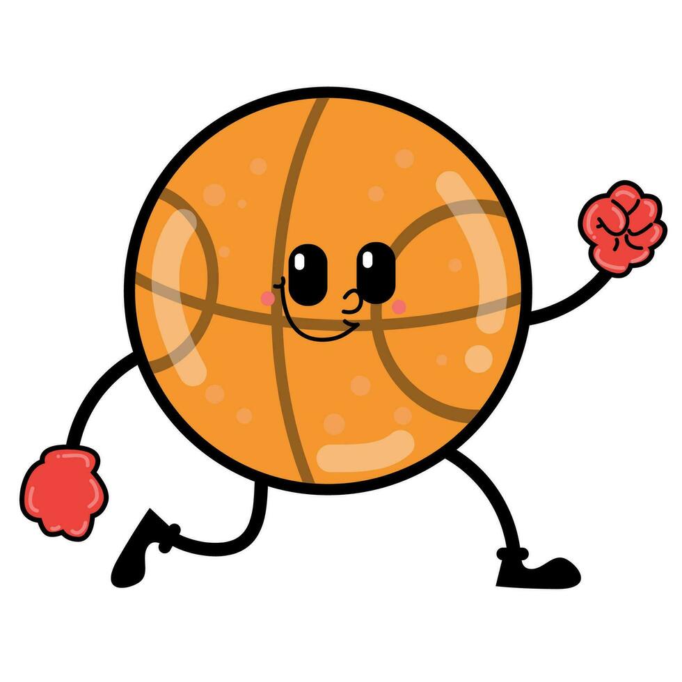 ringar och skrattar lekfull tecknad serie basketboll karaktär mönster vektor