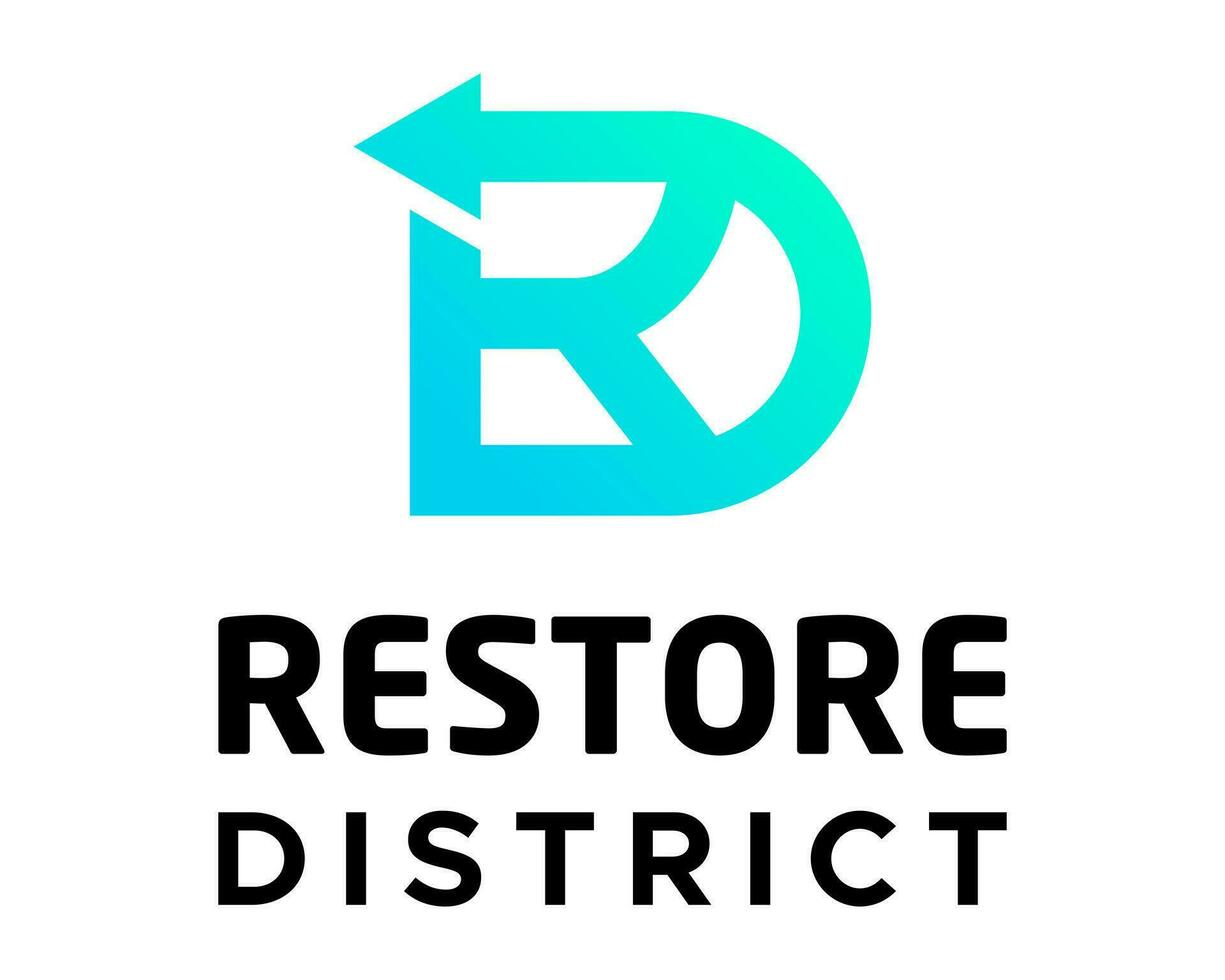 rd brev monogram Återställ refresh logotyp design. vektor