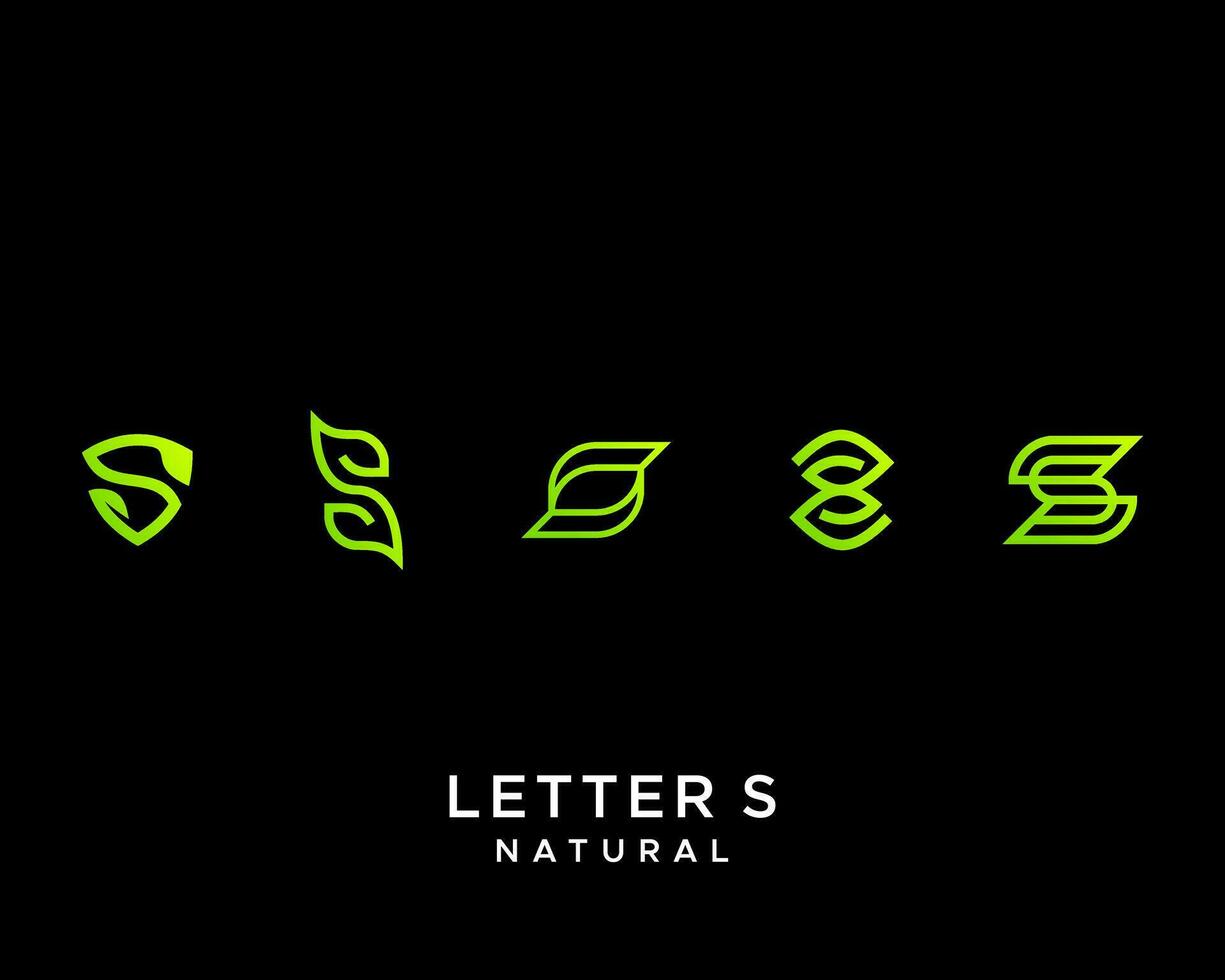 Brief s Monogramm Natur Blatt Logo Design. vektor