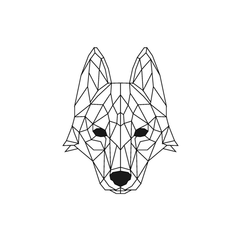 Wolf Gesicht Linie Kunst geometrisch kostenlos Logo vektor