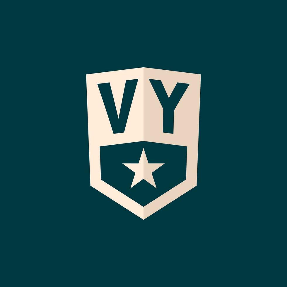 första vy logotyp stjärna skydda symbol med enkel design vektor