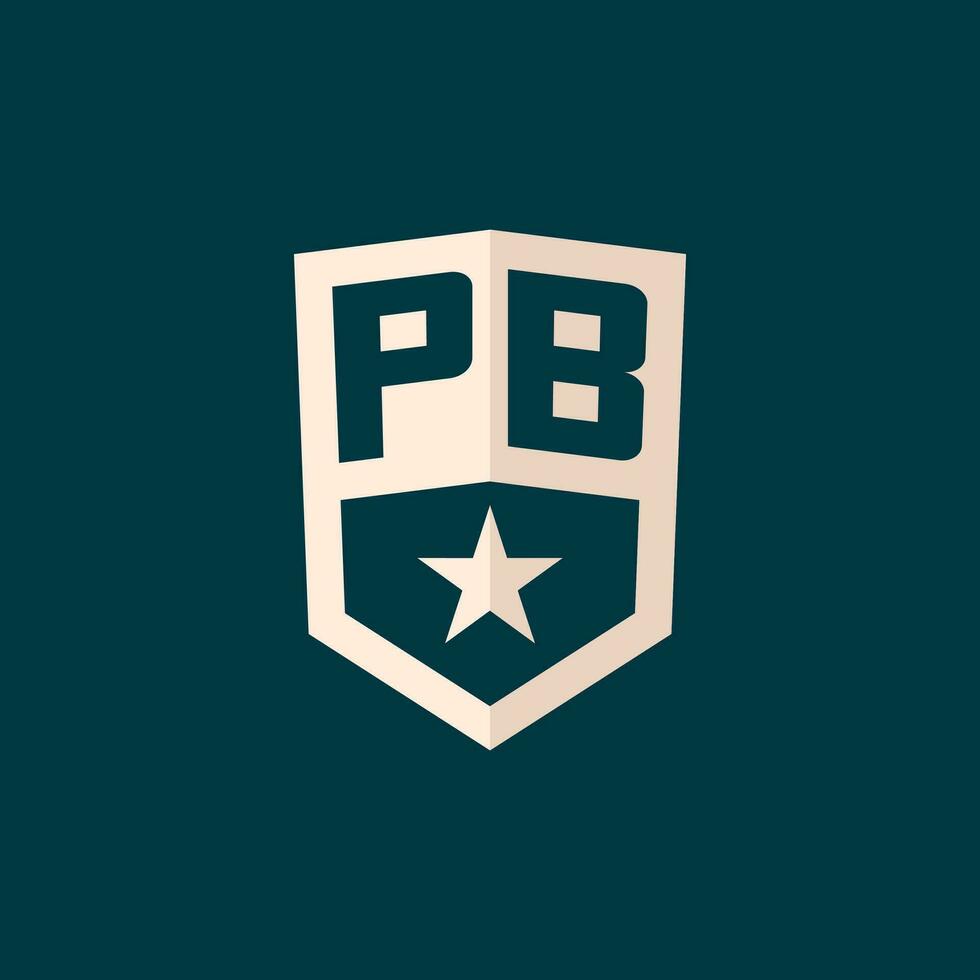 första pb logotyp stjärna skydda symbol med enkel design vektor
