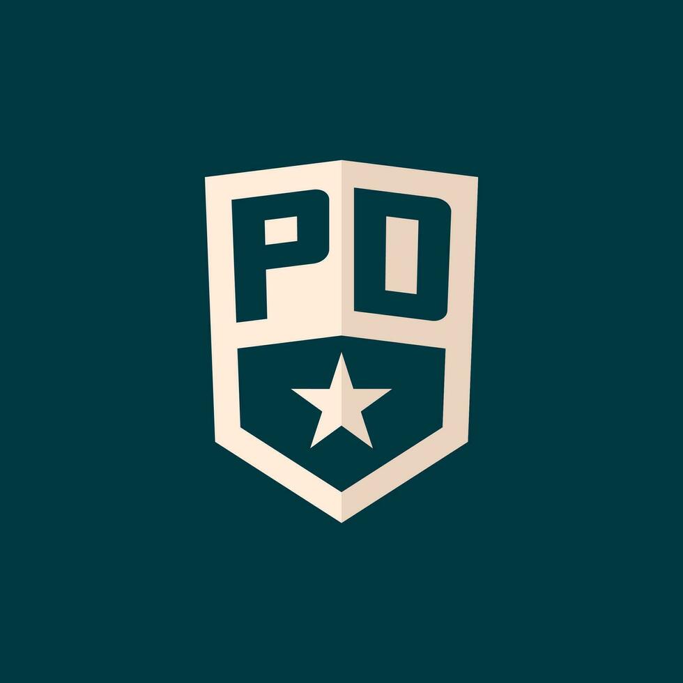 första pd logotyp stjärna skydda symbol med enkel design vektor