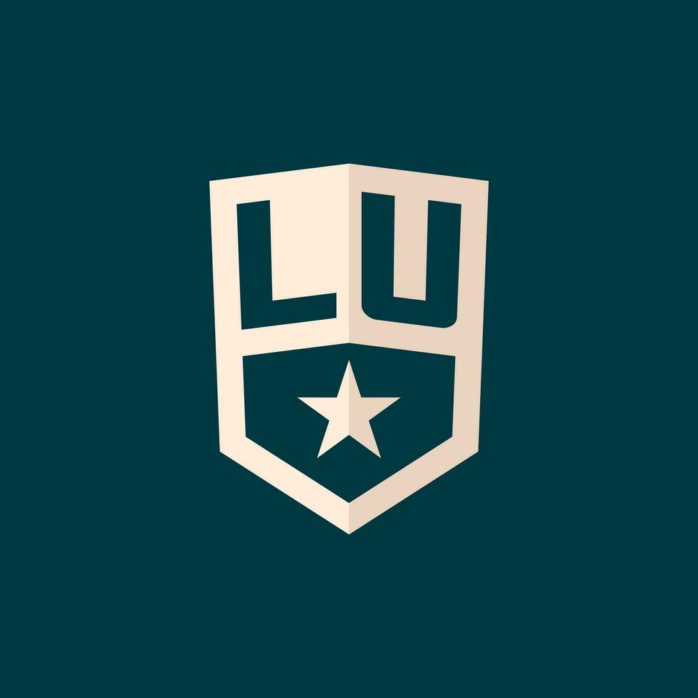 första lu logotyp stjärna skydda symbol med enkel design vektor