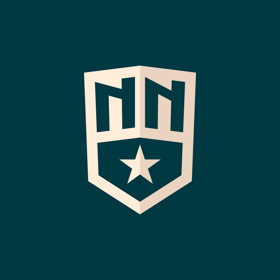 första nn logotyp stjärna skydda symbol med enkel design vektor