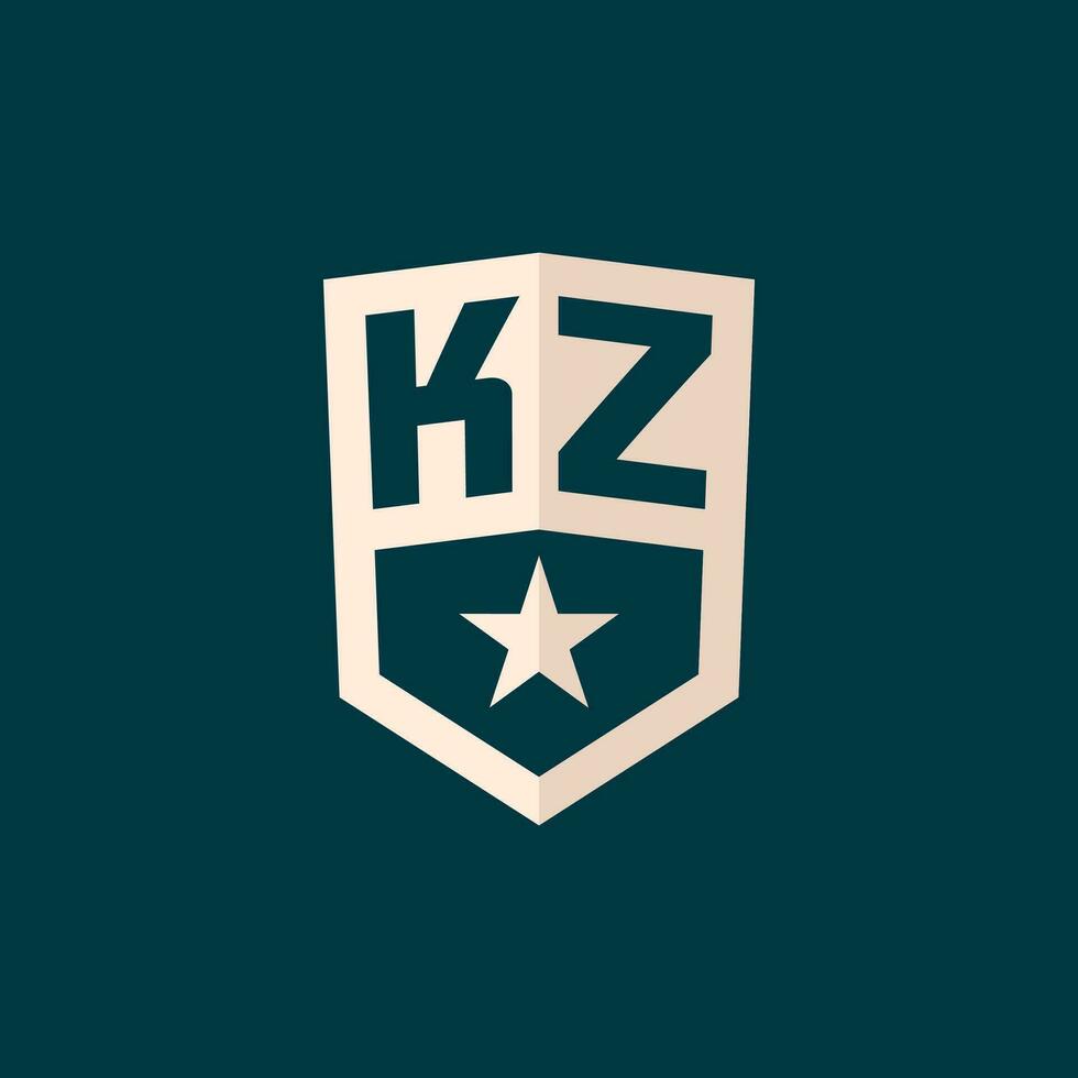 första kz logotyp stjärna skydda symbol med enkel design vektor