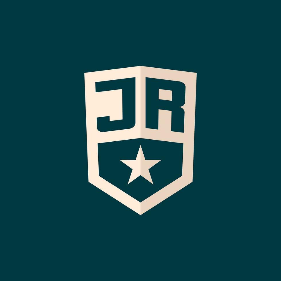 första jr logotyp stjärna skydda symbol med enkel design vektor