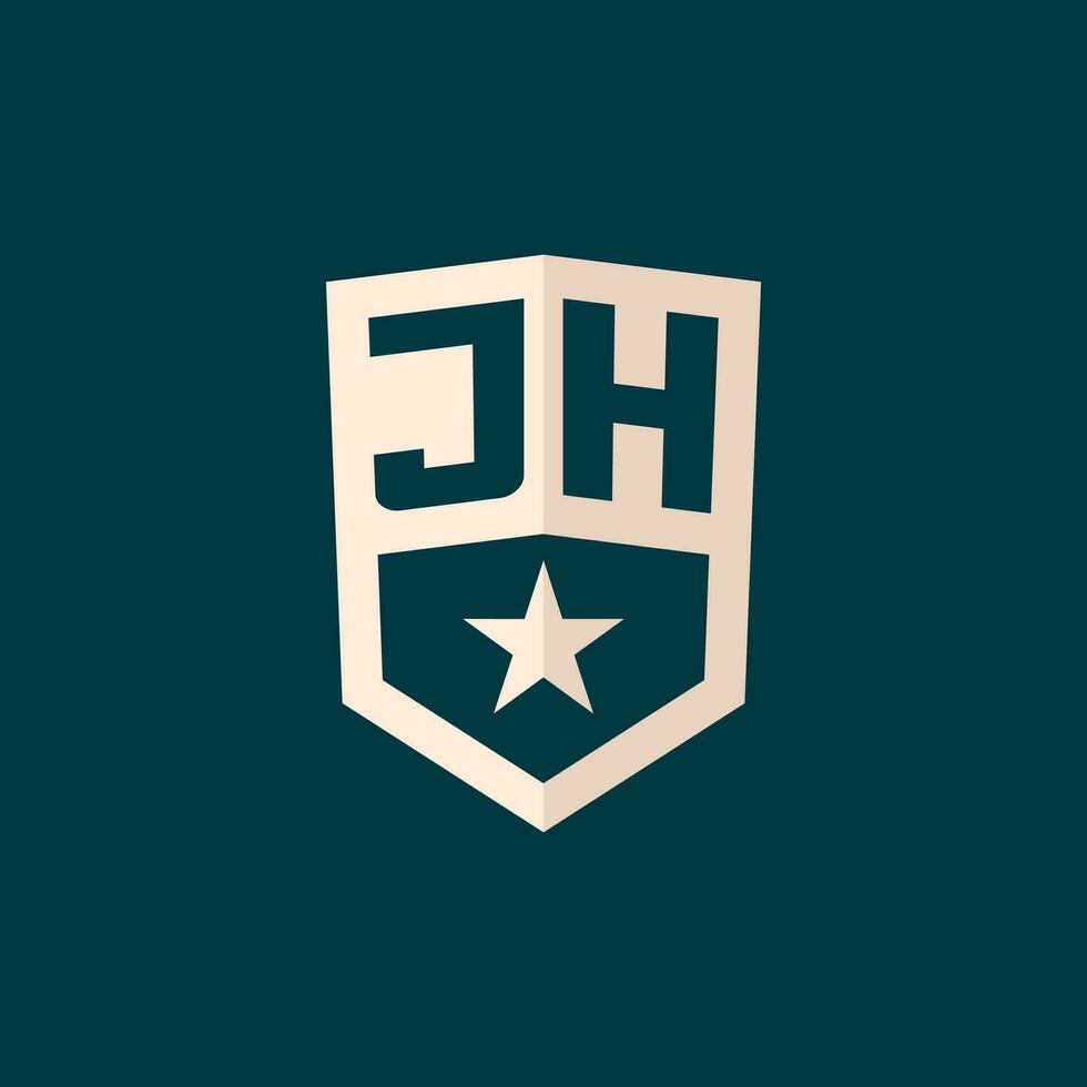 första J H logotyp stjärna skydda symbol med enkel design vektor