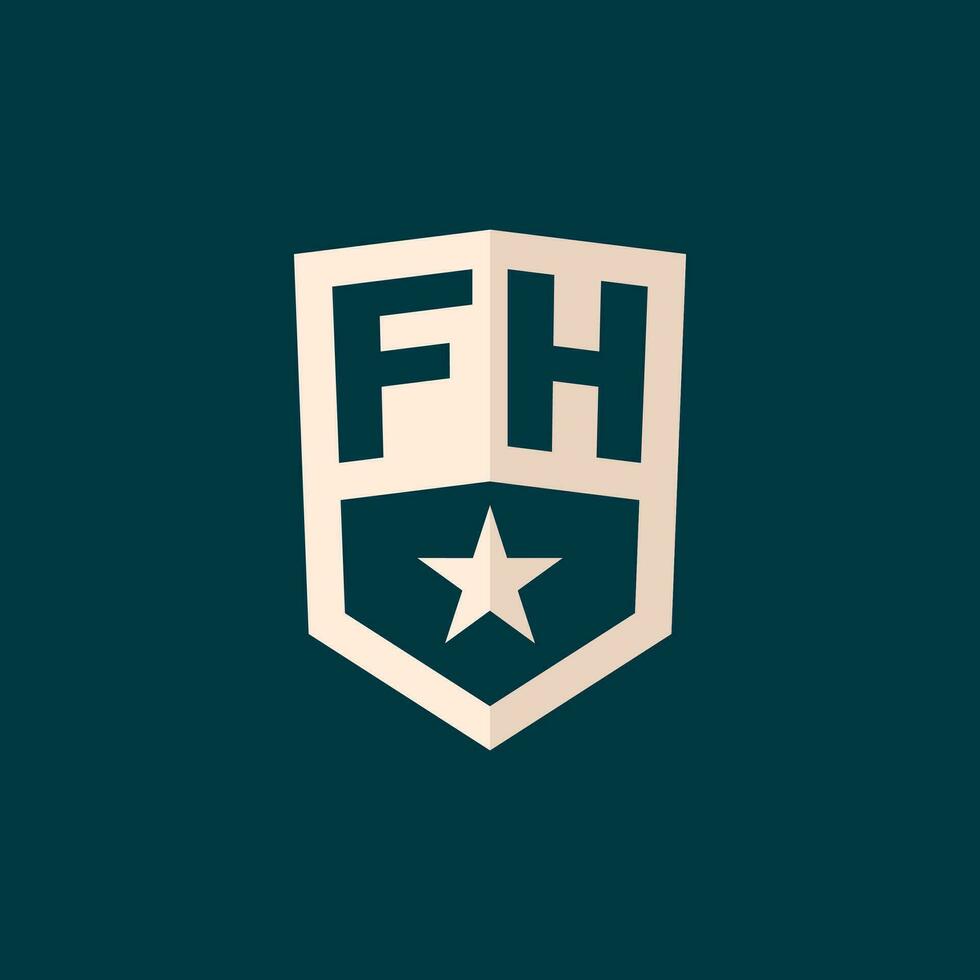 första fh logotyp stjärna skydda symbol med enkel design vektor