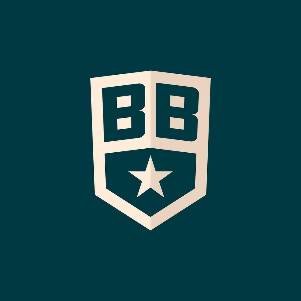 första bb logotyp stjärna skydda symbol med enkel design vektor