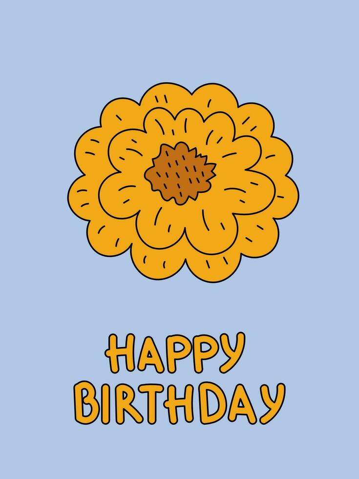 glücklich Geburtstag Karte mit Blume und Inschrift vektor