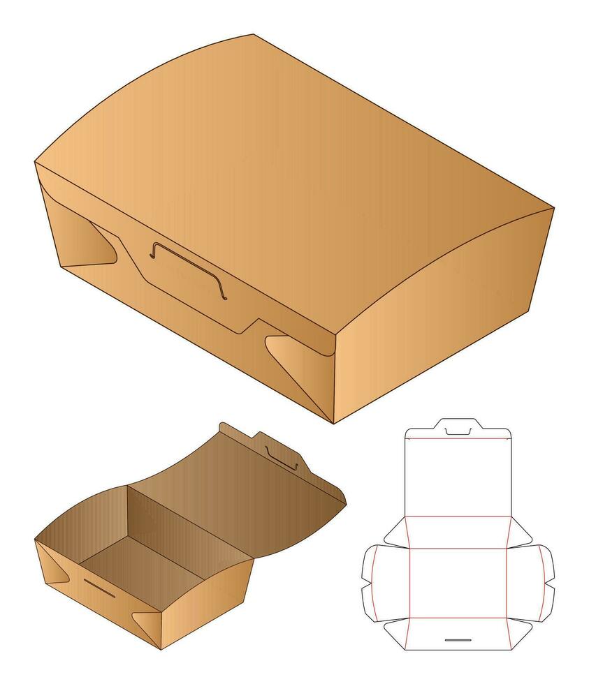 Box Verpackung gestanzte Vorlage Design. 3D-Modell vektor