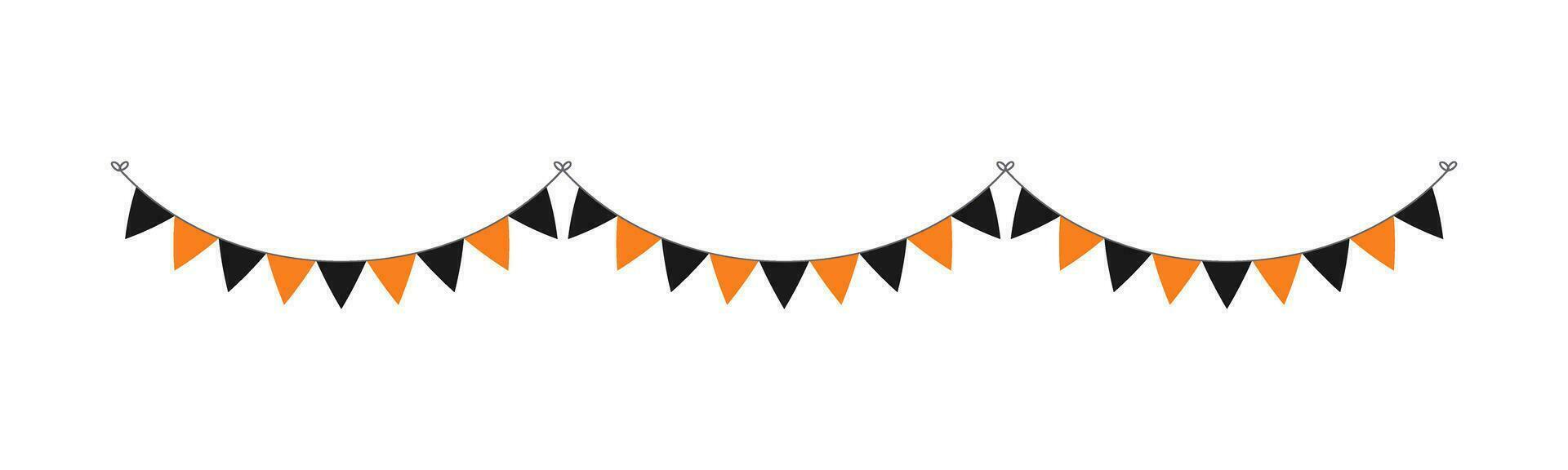 söt orange och svart halloween flaggväv krans illustration. enkel baner hängande fest flott dekor vektor element.