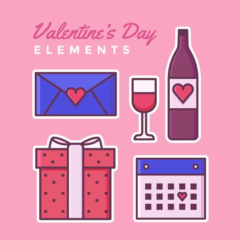 Valentines Day Elements Set Vektor