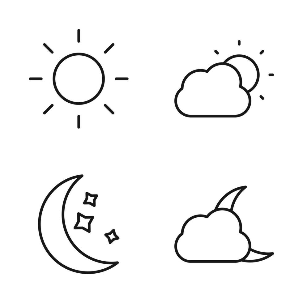 editierbar einstellen Symbol von Tag und Nacht Wetter, Vektor Illustration isoliert auf Weiß Hintergrund. mit zum Präsentation, Webseite oder Handy, Mobiltelefon App