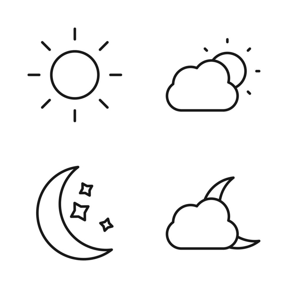 redigerbar uppsättning ikon av dag och natt väder, vektor illustration isolerat på vit bakgrund. använder sig av för presentation, hemsida eller mobil app