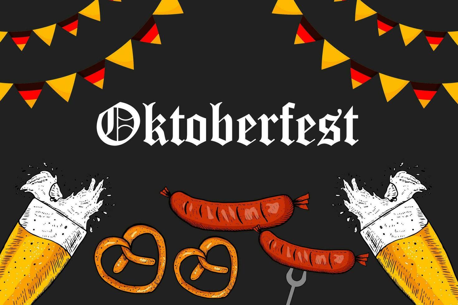 Hand gezeichnet Oktoberfest Festival Hintergrund Illustration vektor