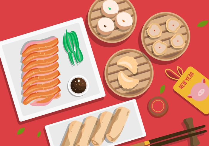 Kinesisk nyårsgris middag vektor illustration