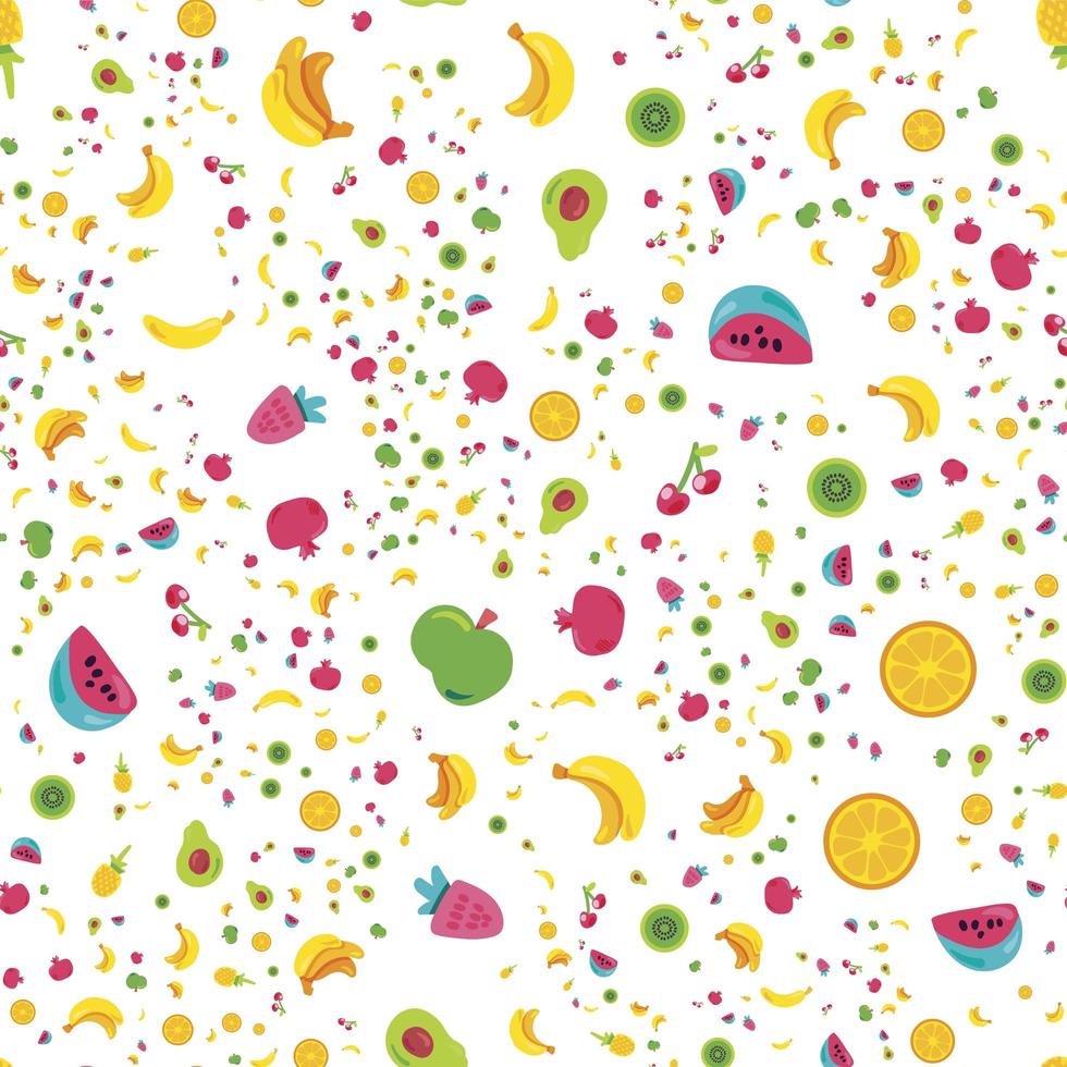 helle sommerliche saftige Frucht gemalt nahtloses Muster vektor