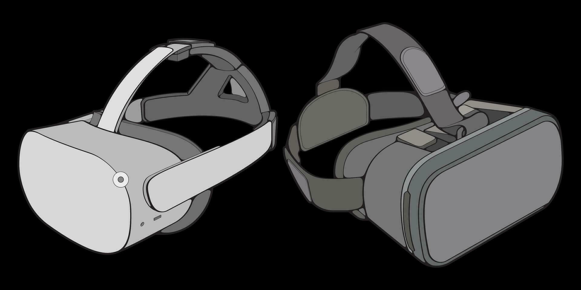 einstellen aus virtuell Wirklichkeit Headset Färbung Zeichnung Vektor, virtuell Wirklichkeit Headset gezeichnet im ein skizzieren Stil. Färbung virtuell Wirklichkeit Headset Sportschuhe Vorlage Umriss, Vektor Illustration.